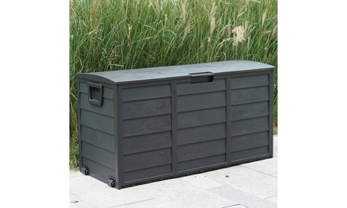 Black 300L Plastic Storage Box Garden Outdoor Shed Utility Cushion Chest Truck