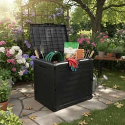 140L Garden Storage Box Outdoor Cushion Tool Chest Plastic..