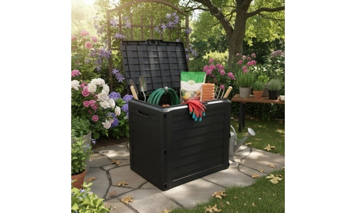 140L Garden Storage Box Outdoor Cushion Tool Chest Plastic Anthracite Grey Lid