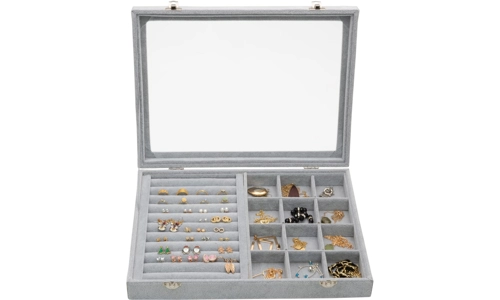 Jewellery Box Storage Organiser 12 Grid Earrings Rings Display Case Sasha Morel