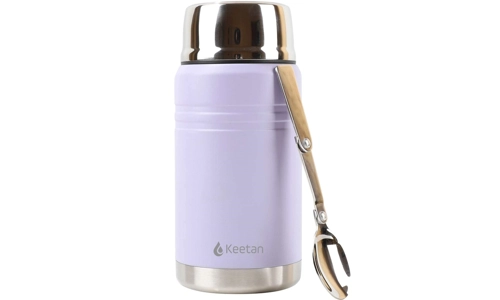 Stainless Steel Food Flask 750ml Vacuum Insulated Thermal Soup Jar Spoon Purple