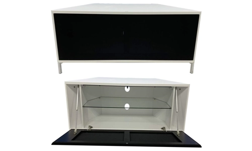 Alphason Wooden Hyde White 1200 Corner TV Stand for up to 60" With Glass Shelf