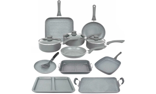 Aluminium Grey Marble Baking Roasting Tray Saucepan Frying Pan Cookware Bakeware