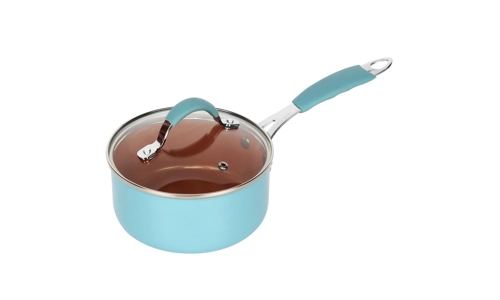 Copper and Blue Induction 10 Pcs Cookware Set Non Stick Frying Pan Saucepan