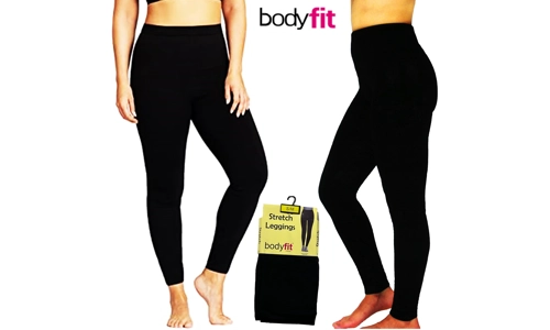 Bodyfit Womens Black Leggings Ladies Plain Stretch Thermal Fleece Shapewear S/M