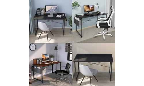Computer Desk Wooden Metal Writing Table Home Office Study Workstation Furniture