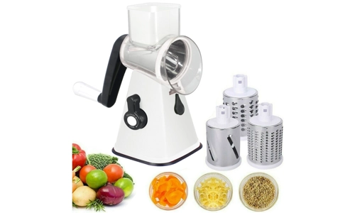 3in1 Rotary Cheese Grater Hand Crank Stainless Steel Veg Food Chopper Shredder