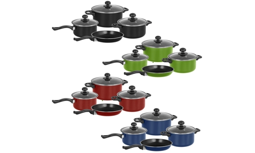 Non Stick 7 Pcs Cookware Set Cooking Casserole Pot Frying Pan Saucepan With Lids