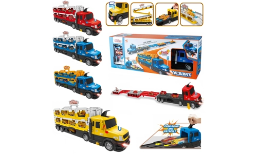 Electronic Truck 2in1 Toy Car Transporter Race Track Game Playset Kids Xmas Gift