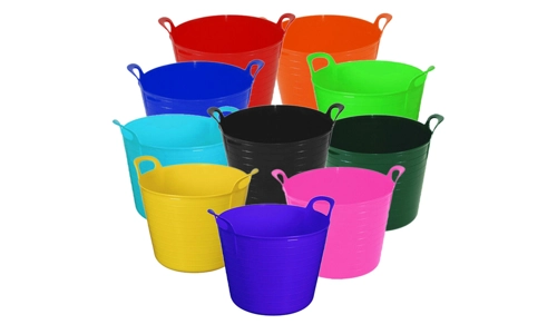 Plastic Flexi Tub Storage Bucket 42L Builders Garden Horse Feed Trug Laundry Toy