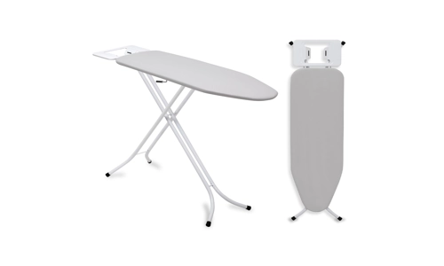 Ironing Board Folding Adjustable Non Slip Feet And Iron Rack Grey White 110x34cm