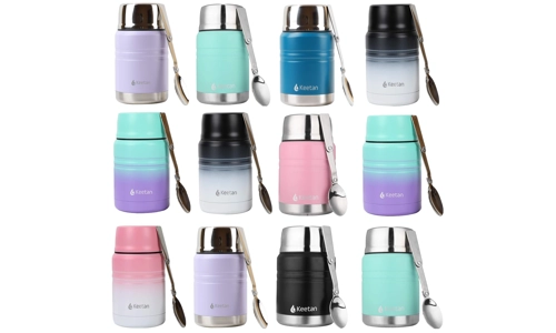 Stainless Steel Food Flask 500ml Vacuum Insulated Thermal Soup Jar With Spoon