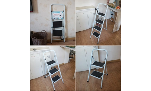 2 3 4 Step Ladder Portable Compact Folding Metal Non Slip Stool Heavy Duty Steel