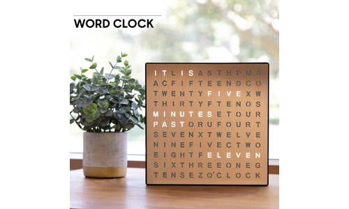 Electronic Led Light Up Word Clock Battery USB Powered Wall Bedside Copper Black