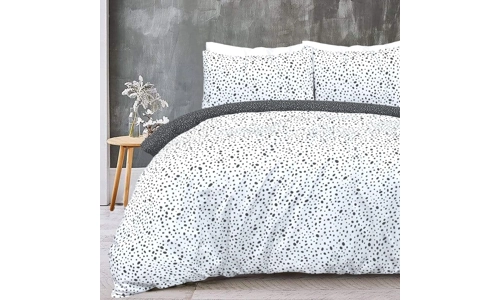 Sleepdown Polka Dots Black White Mono Reversible Duvet Set Quilt Cover Bedding