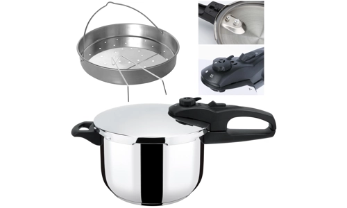 Stainless Steel Pressure Cooker 6L Induction Cooking Stock Pot Steamer Basket
