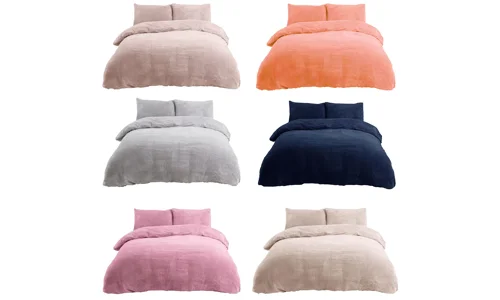 Sleepdown Teddy Fleece Duvet Quilt Cover Pillowcase Set Thermal Warm Bedding