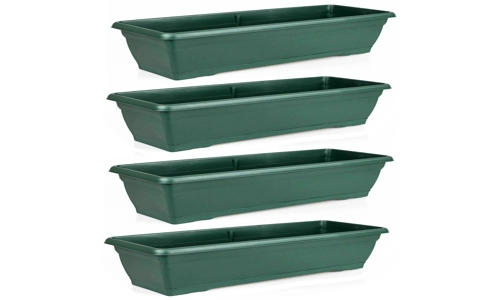 Set Of 4 Large 72cm Green Garden Plastic Trough Balcony Planter Window Plant Box