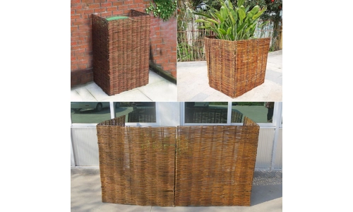 Garden Willow Wheelie Bin Screen Storage Rubbish Dust Cover Single Double Triple