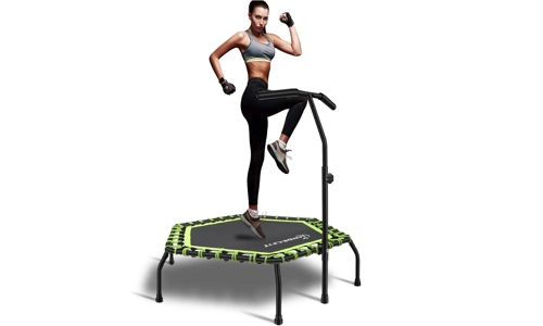 Trampoline Bungee Jumper 44" Hexagon Rebounder Green With Adjustable Handle Bar