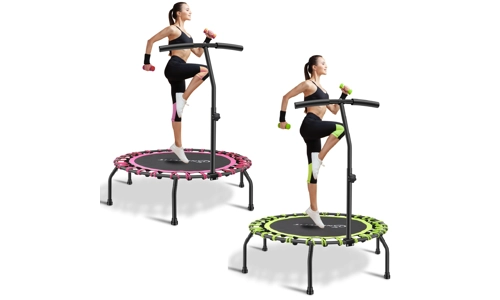 Trampoline Bungee Jumper 40" Round Silent Rebounder With Adjustable Handle Bar