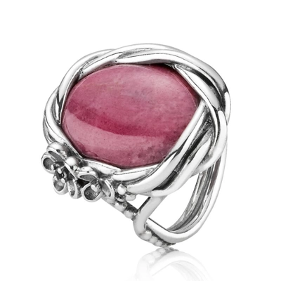 Pandora Large Oval Silver Rhodonite Ring 190847RNI Pandora Large Oval Silver Rhodonite Ring 190847RNI