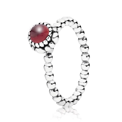 Pandora Silver Beaded January Garnet Birthsone Ring 190854GA Pandora Silver Beaded January Garnet Birthsone Ring 190854GA