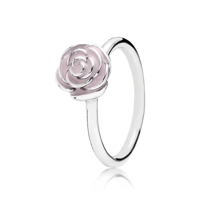 PANDORA Silver Pink Enamel Rose R..