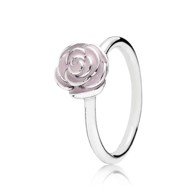 PANDORA Silver Pink Enamel Rose Ring 190905EN40