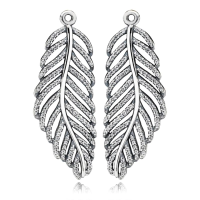 Pandora Silver Feather Micro Cubic Zirconia Pave Earring Charms 290680CZ Pandora Silver Feather Micro Cubic Zirconia Pave Earring Charms 290680CZ