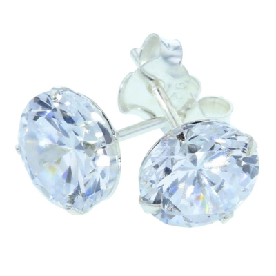 Topaz Silver 8mm Round CZ Stud Earrings EZ-197 Topaz Silver 8mm Round CZ Stud Earrings EZ-197
