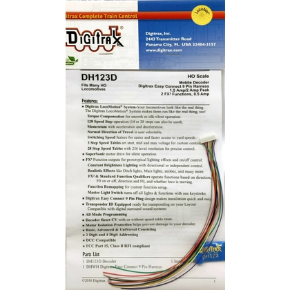 Digitrax HO. DH123D mobile decoder
