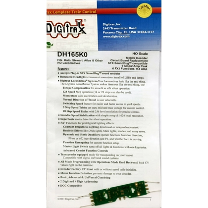 Digitrax HO. DH165KO mobile decoder