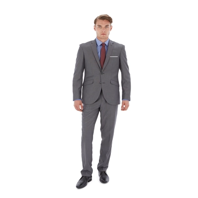 2 Piece Grey Textured Tailored Fit Suit