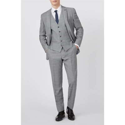 2 Piece Grey Slim Prince of Wales Suit