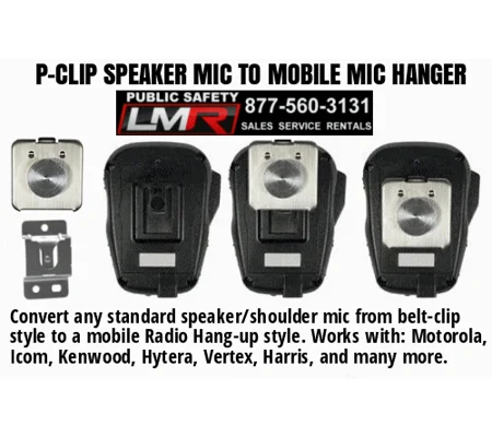 P-Clip Speaker MIC to Mobile Hanger FDNY Motorola Kenwood ICOM Vertex