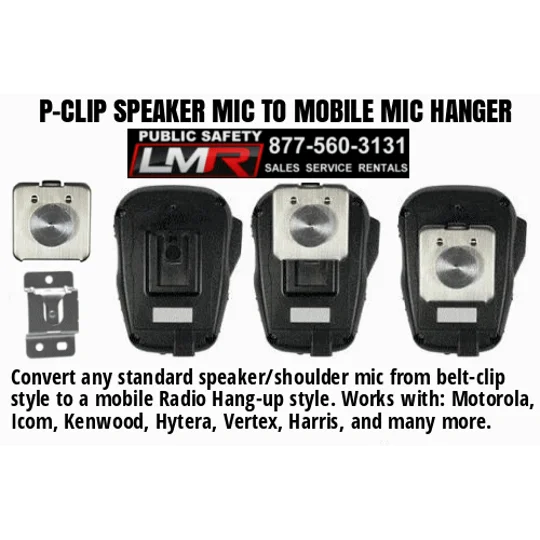 P-Clip Speaker MIC to Mobile Hanger FDNY Motorola Kenwood ICOM Vertex