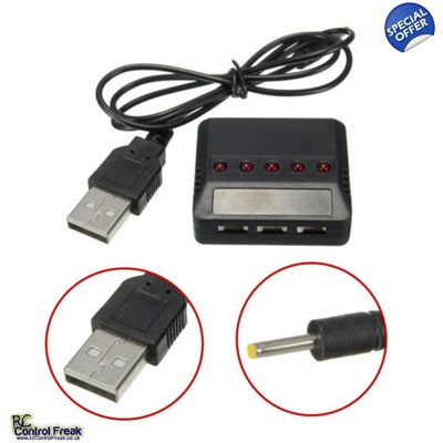 5 in 1 USB Battery Charger For Hubsan X4, WLtoys, MJX, Syma X5C, X5SC 5 in 1 USB Battery Charger For Hubsan X4, WLtoys, MJX, Syma X5C, X5SC