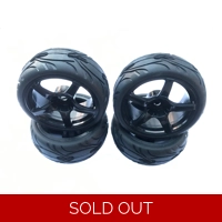 1:10 On Road Racing RC Car Rubber Wheels Tyres Rims Black 5 Spoke
