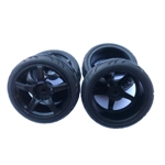 1:10 On Road Racing RC Car Rubber Wheels Tyres Rims Black 5 Spoke