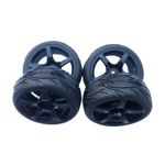 1:10 On Road Racing RC Car Rubber Wheels Tyres Rims Black 5 Spoke