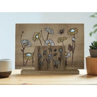 Daisy and Bee Design Hand Drawn Painted Laser Engraved 4 P..