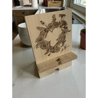 Bee Floral Design Small Mobile Phone Holder Stand Wooden B..