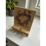 Bee Floral Design Small Mobile Phone Holder Stand Wooden Bamboo Phone Docking Charger Station