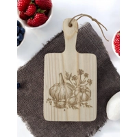 Personalised Mini Wood Herbs Chopping Board Paddle Shaped Cheese Serving