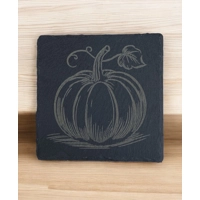 Square Slate Drinks Coaster with Pumpkin Design Halloween Pumpkin