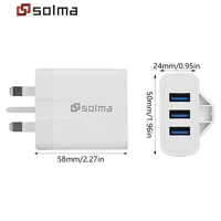 UK Adapter Standard 3 Ports 5v USB Travel Mobile Phone Charger 5W 1A