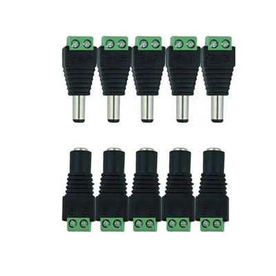 Male & Female 2.1 x 5.5mm DC Power Jack Plug Adapter Connector for CCTV