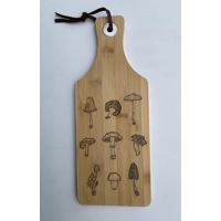 Artist Hand Drawn Mushroom Design Serving Cheese Chopping Board Bamboo Wooden