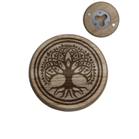 Wooden Bottle Opener With Celtic Tree of Life Design Fridge Magnet